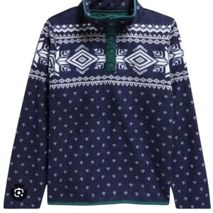 Vineyard Vines Boys Harbor Fleece Quarter Snap Fair Isle‎ Print Classic Preppy